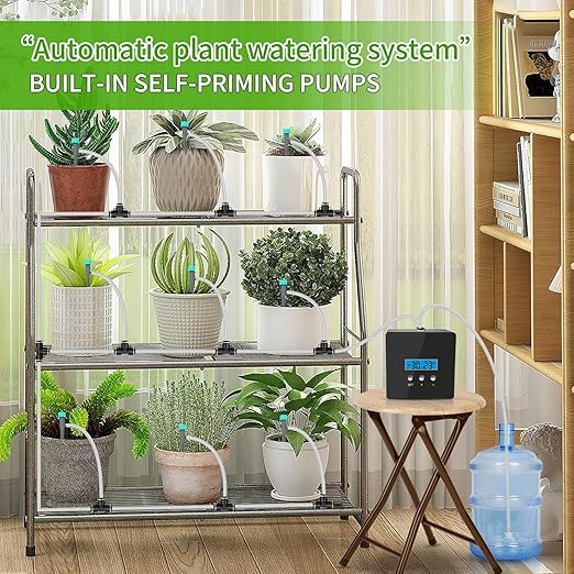 Indoor Plant Watering System, 10 Potting Automatic Watering Device, Programmable Water Timer, Self-Priming Pump, Drip Irrigation System Kit