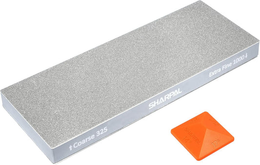 SHARPAL 168H Large 8" x 3" Dual-Grit Diamond Sharpening Stone – Coarse 325 & Extra-Fine 1000 Grit Monocrystalline Diamond Whetstone, Professional Knife Sharpener with Anti-Slip Pad and Angle Guide