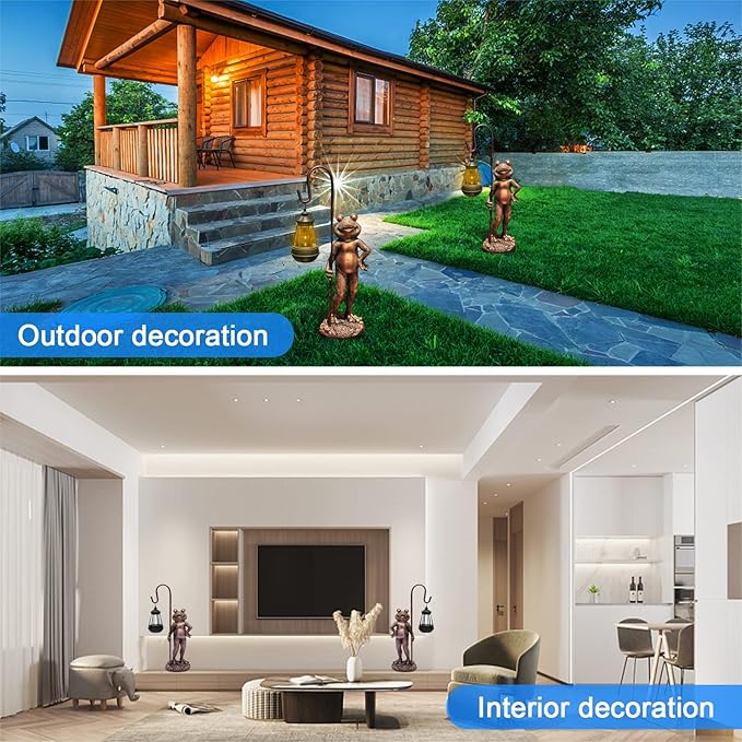 Large Frog Statue with Solar Lantern Outdoor Lawn Decoration Garden Frog Decoration Balcony Yard Lawn Unique Housewarming Gift Suitable for Kids and Adults