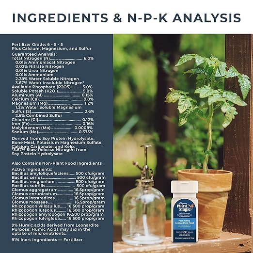 Organic Plant Magic - Truly Organic™ Easy to Use Soluble Plant Food Shaker: All-Purpose Fertilizer Concentrate for All Flower Vegetable Herb Fruit Tree Indoor Garden & House Plants [One 3 oz Shaker]