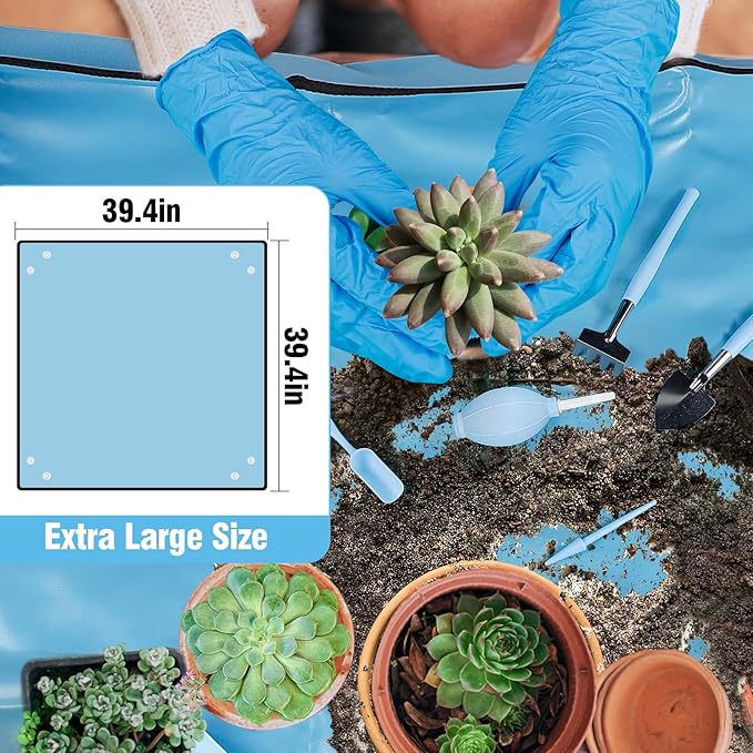 20 pcs Succulent Tool Set - 39.4" Indoor Plant Repotting Mat and 19 Pcs Mini Succulent Hand Tools, Garden Flower Plants Transplanting Supplies for Christmas Holiday Gardening Gifts Outdoor, Blue