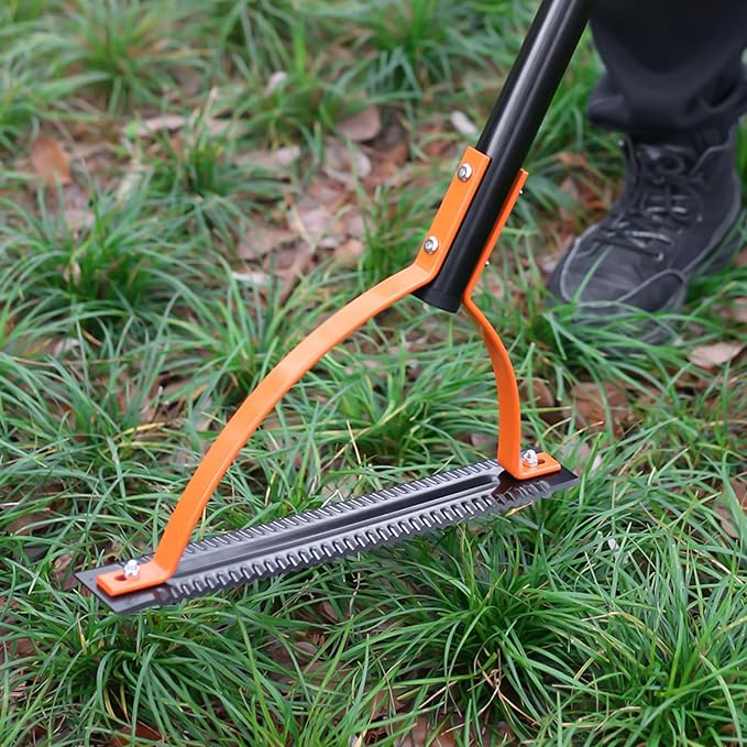Weed Grass Cutter with Double-Edged Serrated Sharp Steel Blade, [2025 Upgraded] 63 Inch Long Handle Garden Manual Grass Whip, Manual Weeders, Weeder Tool for Yard Long Handle for Garden Lawns Yard