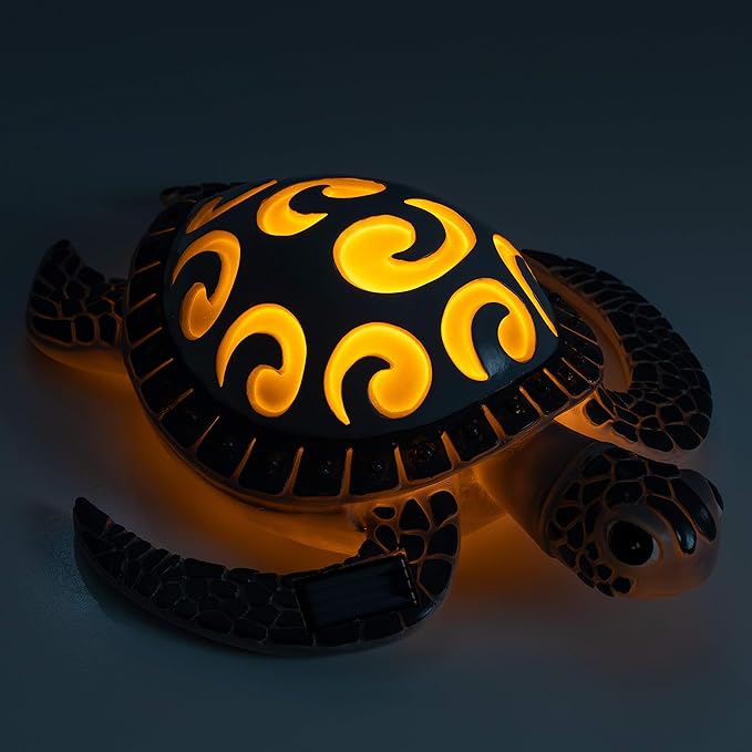 VP Home Tribal Sea Turtle Solar Powered Outdoor Decor Garden Light with LED Glowing Shell Great Addition for Your Garden, Decorations for Outside Patio Lawn Yard