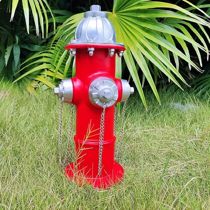 Fake Fire Hydrant for Dogs to Peed on, Dog Fire Hydrant Pee Post, 14.5" Backyard Decor Outdoor Statues Firefighter Gifts for Men (14.5")