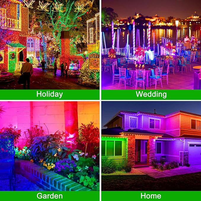T-SUNUS Solar Landscape Spotlights Color Changing 4 Pack IP55 Waterproof Outdoor Christmas & Halloween RGB Pond Lights for Flag Yard Pathway Pool Patio Auto On/Off Adjustable Colorful Garden Lighting