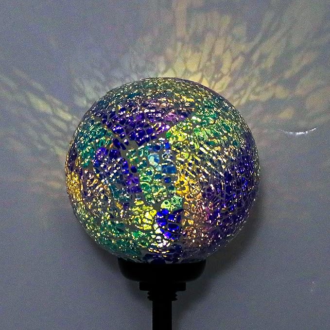 VCUTEKA Solar Garden Decorative Lights Outdoor, Mosaic Solar Light Waterproof LED Pathway Stake Light for Landscape Patio Yard Deck Walkway Decoration, 2 Pack