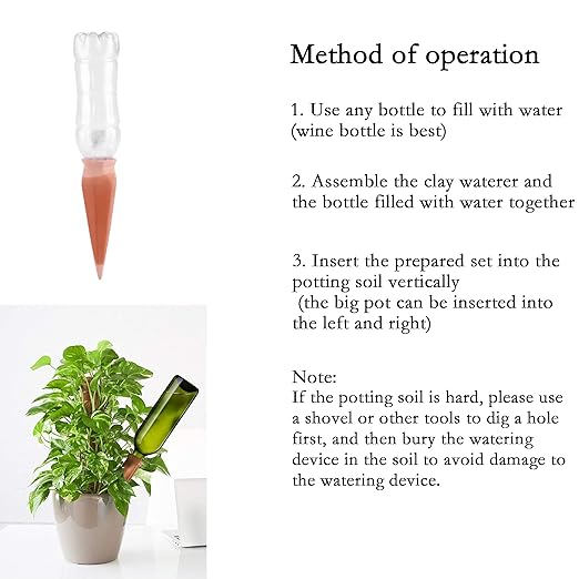 10 Pcs Clay Self Watering Planter Insert Self Watering Spikes Vacation Plant Watering Devices Used in Holidays