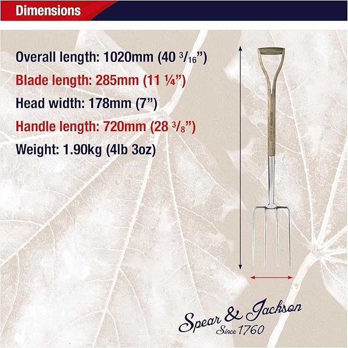 Spear & Jackson 4550DF Traditional Stainless Digging Fork,