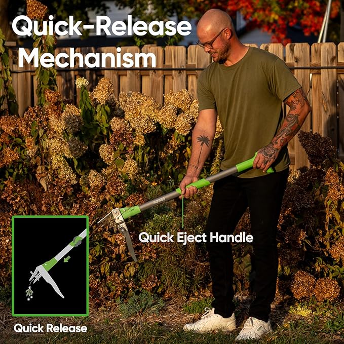 WP5 Weed Puller Tool, Stand Up Dandelion Weeder with 40" Handle, 3 Claws & Fiberglass Foot Pedal, Weeding Tool Made with Cast-Iron, Easily Remove Weeds Without Bending or Kneeling