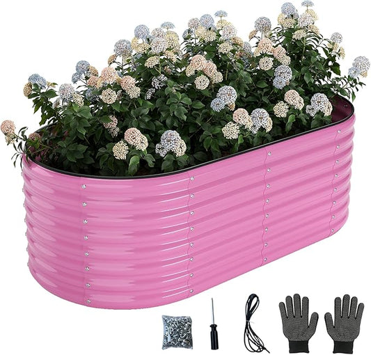 Galvanized Metal Planter Raised Garden Bed Kit for Gardening Outdoor，6x3x2ft Planter Grow Garden Box Raised Flower Bed，Long Vegetable Clearance Herb Raised Garden Beds for Container Gardening