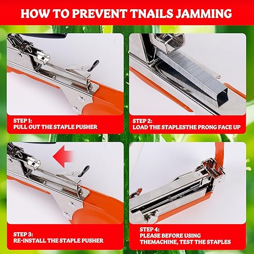 Plant Tying Machine Taper Tool Garden Plant Tape Tool for Grapes, Raspberries, Tomatoes and Vining Vegetables, Comes with 21Rolls of Tapes and 1 Box of Staple (red)