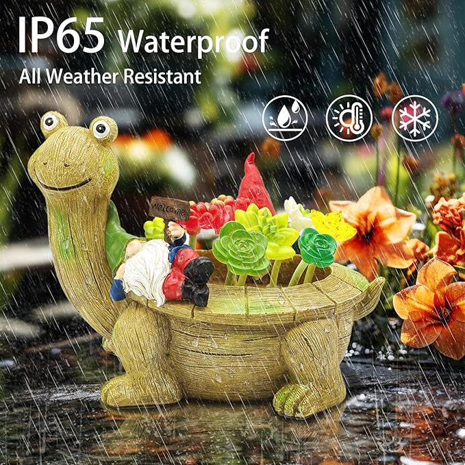 Solar Garden Statues, Turtle Garden Decor Outdoor Solar Lights, Mom Gifts for Mothers Day Grandma Wife Daughter, Cute Tortoise Figurine Yard Decorations Outdoor for Patio, Balcony, Lawn Ornament