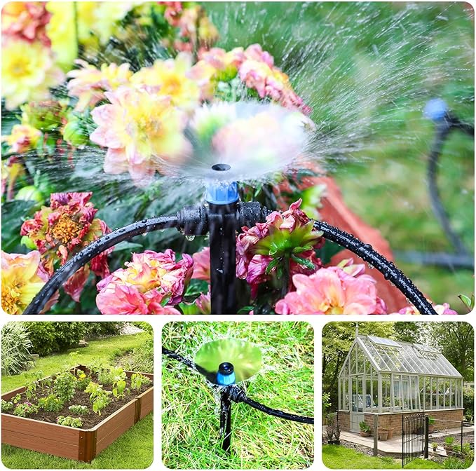MIXC 20 Packs Drip Emitters for 1/4" Tubing with Adjustable Water Flow,Fan Shape, 360 Degree Sprayer Ideal for Irrigation System