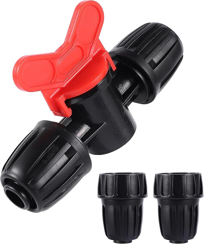 1/2 inch Irrigation Tubing Fittings For (1/2" ID x0.6-0.63" OD) 16mm Drip Tubing Barbed Locked Connectors-2 US Standard 3/4" to 1/2" Faucet Adapters,1 Switch Valve