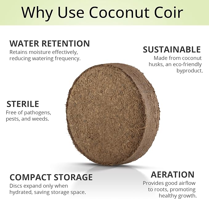 Coconut Coir Potting Soil for Indoor Plants - Expands to 5 Quart (11 lb) | Perfect for General Houseplants, Herbs, and Bonsai Trees - Expands with Water