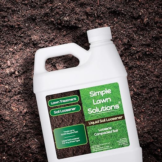 Liquid Soil Loosener- Soil Conditioner-Use alone or when Aerating with Mechanical Aerator or Core Aeration- Simple Lawn Solutions- Any Grass Type-Great for Compact Soils, Standing water, Poor Drainage