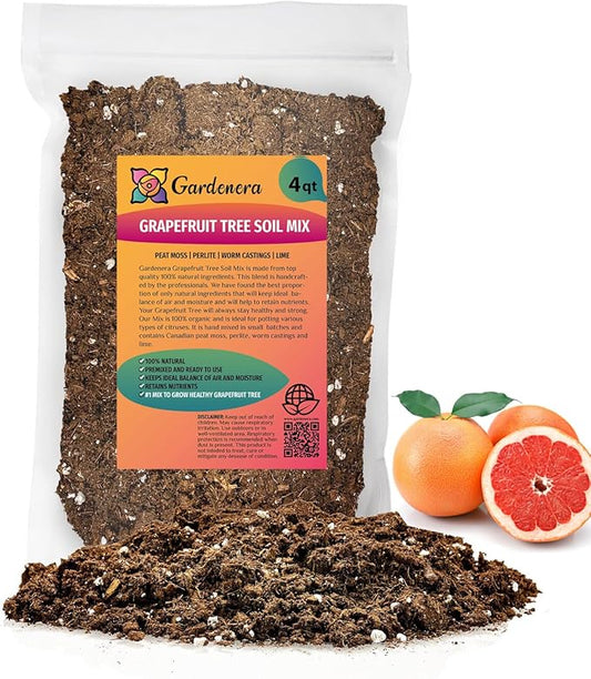 Premium Grapefruit Potting Mix - Expertly Crafted with Peat Moss, Perlite, Worm Castings, and Lime for Stronger Roots and Optimal Nutrient Absorption - 4 Quart