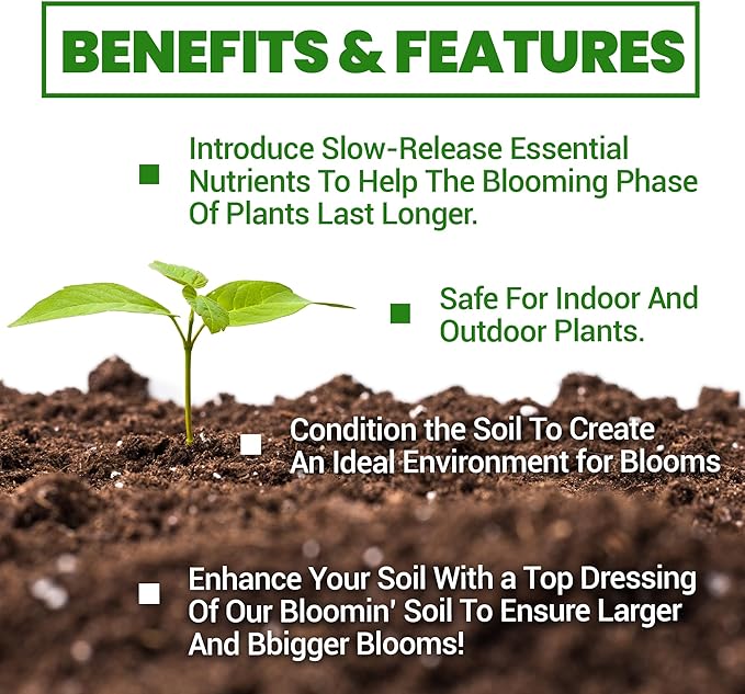 Elm Dirt Premium Bloom Soil - 100% Organic for Outdoor & Indoor Plants | Enhancer for Plant Growth & Healthy Nutrients - Big Bloom Activator, 4 lbs