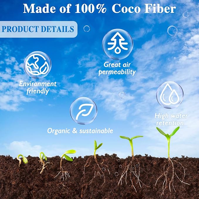 ZeeDix 200Pcs (30mm) Compressed Coco Coir Fiber Potting Soil Seed Starters - Organic Coco Coir Pellet Fiber Soil for Planting Bonsai, Herbs, Flowers and Vegetables