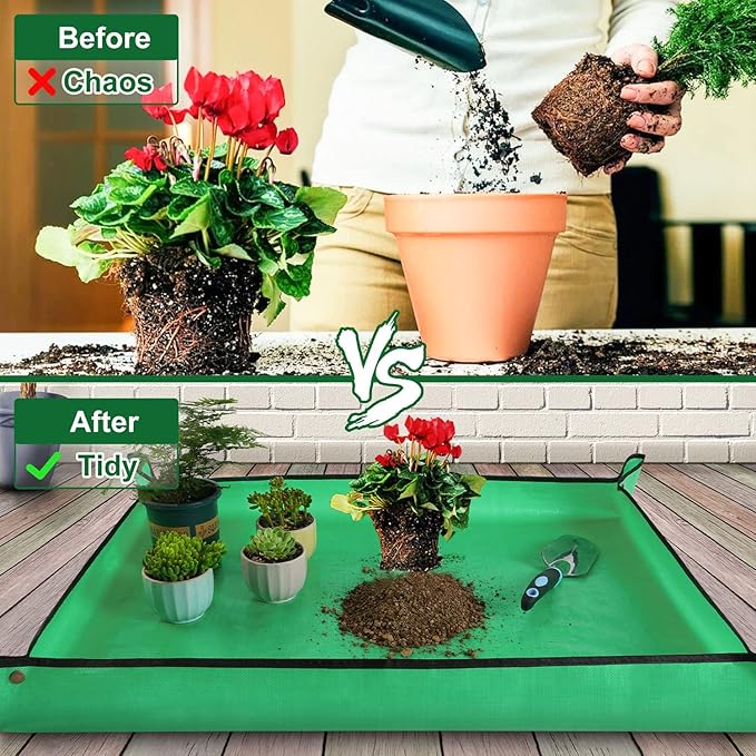 Large Repotting Mat for House Plants Transplanting Control Mess 39.5"x 31.5" Portable Potting Tray Planting Gardening Mat Garden Gifts for Women Men Pant Gifts for Plant Lovers