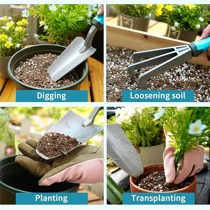 Garden Tool Set for Gardening Aluminum Alloy 3Pcs Trowel Transplanting Shovel for Digging - CYRUS