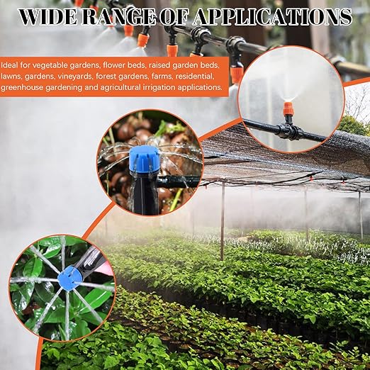 Tanstic 240Pcs Barbed Connectors Drip Irrigation Fittings Kit, Including Single Barbs, Straight Barbs, Tees, Switch Valve, Elbows, End Plug, Hose Stakes, 4-Way Coupling for Sprinkler Drip Systems