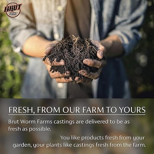 Brut Organic Worm Castings – 30 Lb – Garden's Elixir for Thriving Blooms & Harvests! (10 Pack)