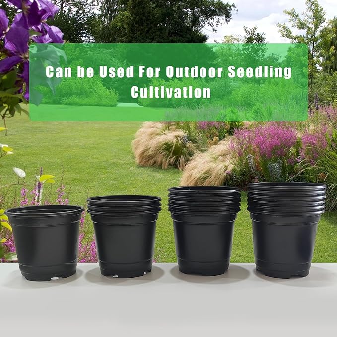 10CM Black Seedling Pots 4 inch Thick Nursery Pots 50 Pcs, Soft and Sturdy Seeds Starter Pots(50Pack，Black)