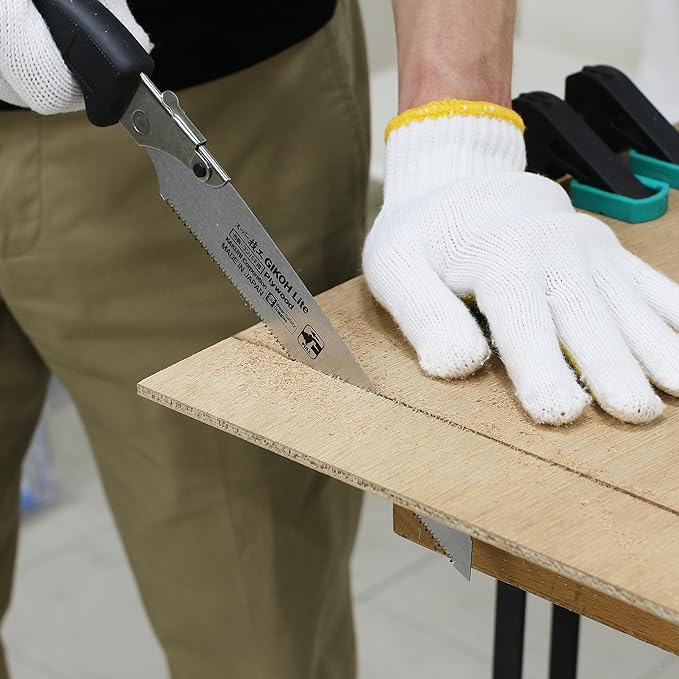 KAKURI Japanese Hand Saw [Hardwood, Plywood, Laminated Wood] 8-1/4" Japanese Pull Saw with Blade Cover, Made in JAPAN