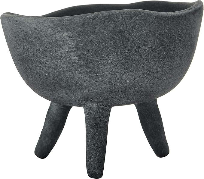 Creative Co-Op Boho Terracotta Footed Planter, Matte Black