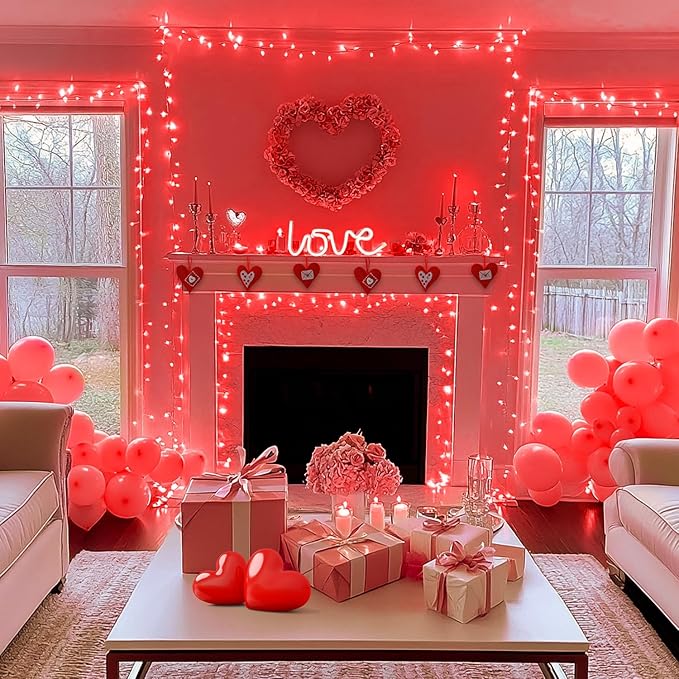 JMEXSUSS Red Christmas Lights Clear Wire, 66ft 200 LED Red Christmas String Lights Outdoor Indoor Plug in, 8 Modes Red String Twinkle Fairy Lights for Room Party Tree Decorations