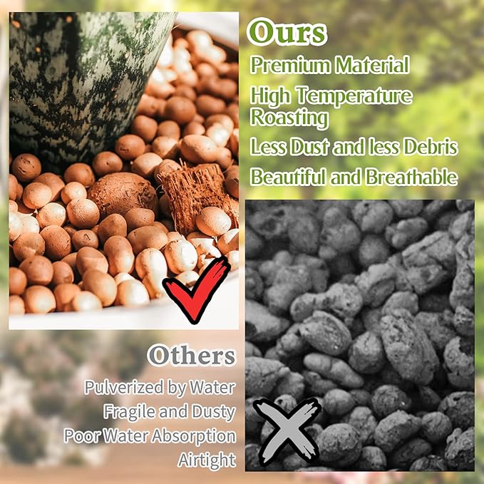 Legigo 19 LBS Organic Expanded Clay Pebbles, 4mm -16mm Light Expanded Clay Aggregate, Natural Clay Pebbles for Hydroponic & Aquaponics Growing, Orchid Potting Mix, Dutch Buckets, Drainage