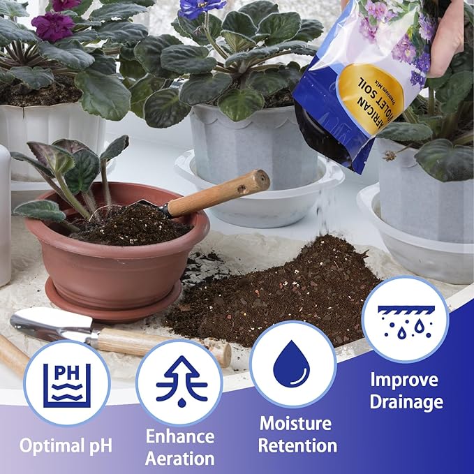 African Violet Potting Soil Mix 4qt, Pre-Mixed Acid Soil Ideal for African Violets to Ensure Optimal Nutrient Uptake and Vibrant Blooms