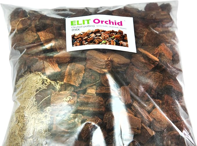 Premium Orchid Potting Mix - 3 Quarts Blend with Bark, Charcoal & Moss - Bonus Burgeon Awakening Fertilizer for Enhanced Growth & Bloom