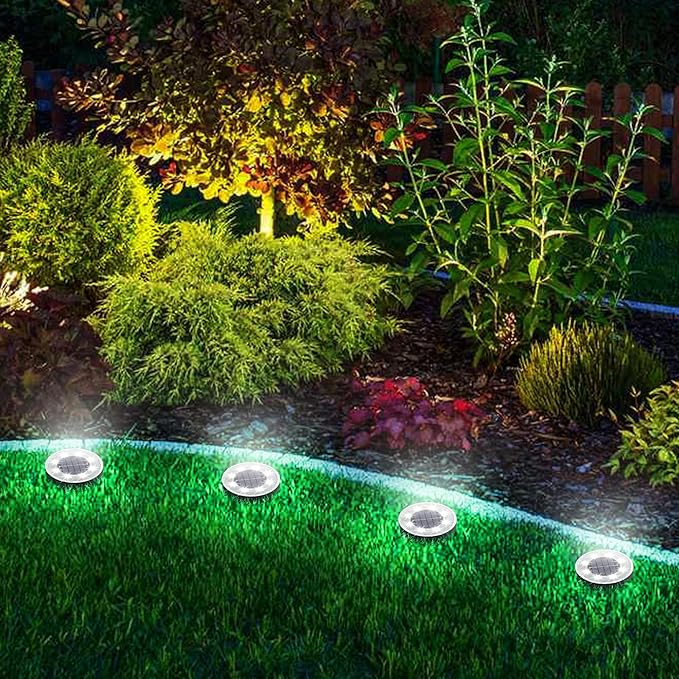 Joomer Solar Ground Lights, 8 Pack 8 LED Solar Lights Outdoor Waterproof IP68 Solar Disc Lights In-Ground Landscape Lighting Outdoor Lights for Patio Pathway Lawn Yard Driveway Walkway (White)