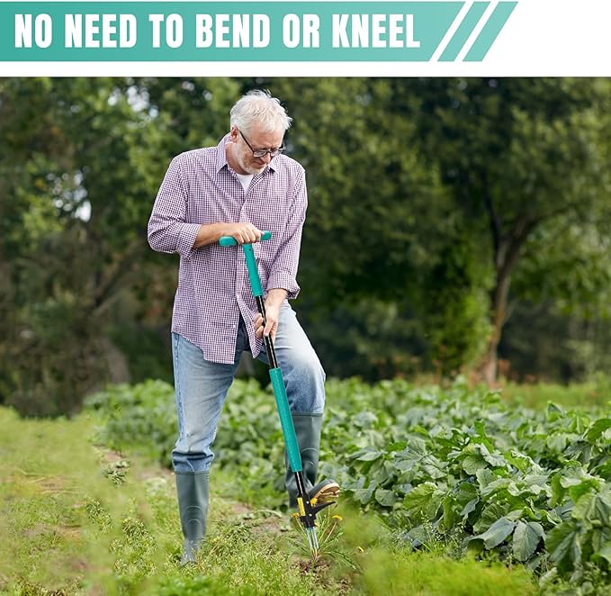 Breeze Touch 39" Weed Pulling Tool, 3-Claw Detachable Weed Puller Tool with Long Handle, Heavy Duty Stand Up Weeder Weeding Tool for Lawn, Yard, Garden, Crabgrass, Dandelion Picker, Weed Remover