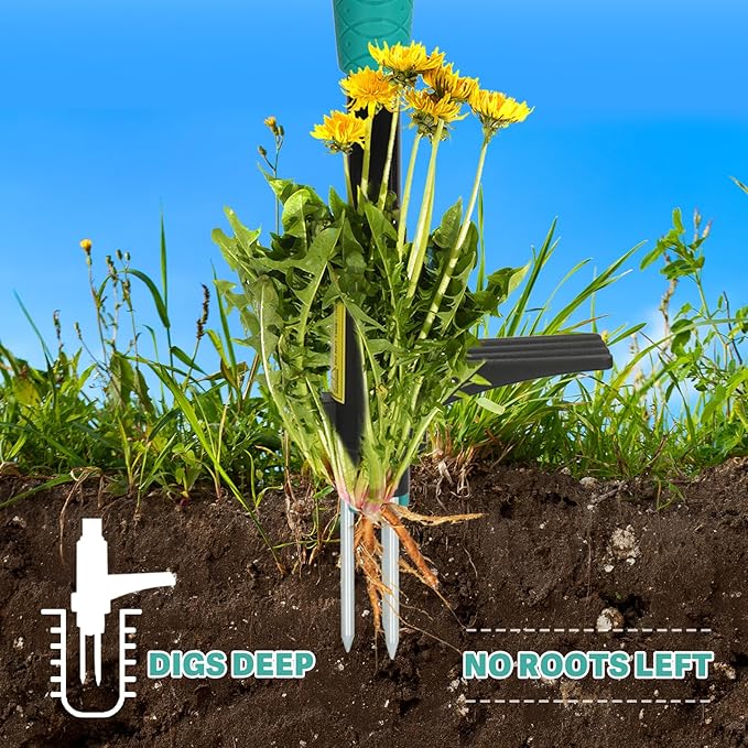 Breeze Touch 39" Weed Pulling Tool, 3-Claw Detachable Weed Puller Tool with Long Handle, Heavy Duty Stand Up Weeder Weeding Tool for Lawn, Yard, Garden, Crabgrass, Dandelion Picker, Weed Remover