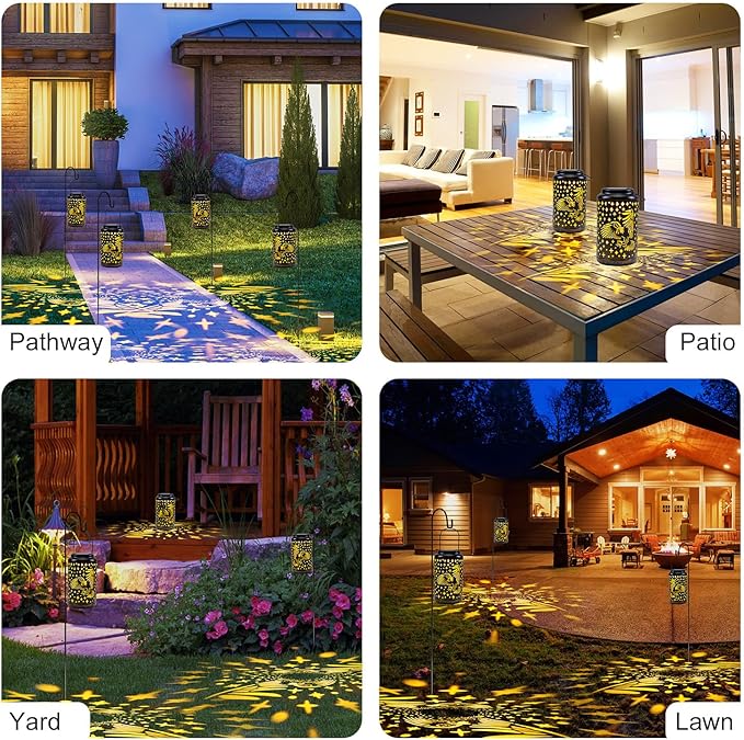 pearlstar Eagle Lantern Outdoor Solar Hanging Lantern Lights Decorative Solar Light Waterproof for Table Patio Yard Garden Lawn Landscape Lighting, Gardening Gifts (Black)