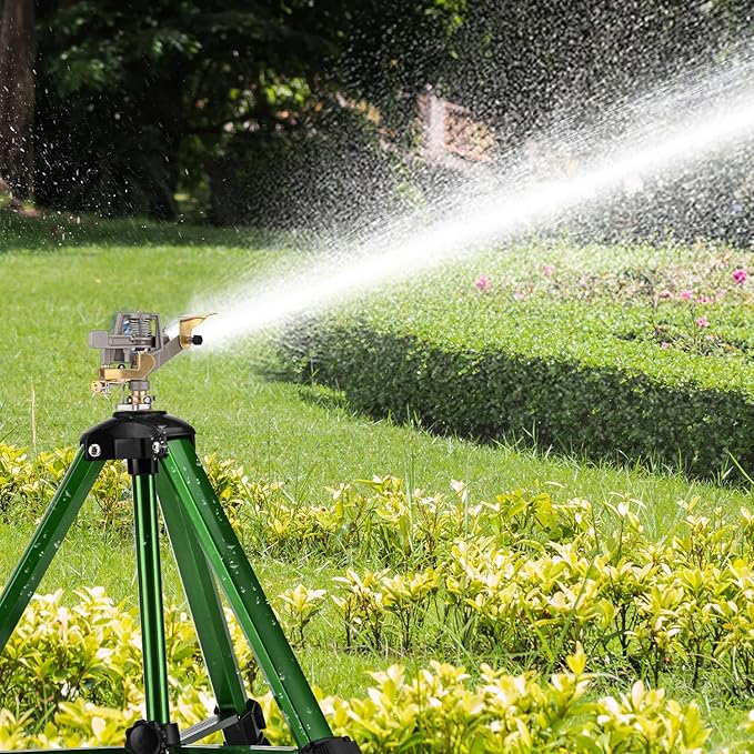 Lawn Sprinklers for Yard, Pattiumo 360°Tripod Sprinklers for Yard Large Area, 3/4" Connector, Adjustable Height 16-37”, Heavy Duty Sprinklers for Garden/Yard/Patio, 1Pack