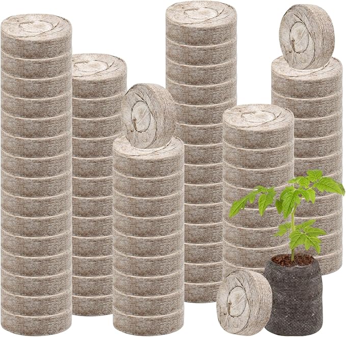 Legigo 300 Pcs 30mm Peat Pellets Starter Pods, Compressed Starting Plugs Pellet Fiber Soil Helps to Avoid Root Shock for Garden Planting Herb Flower Vegetables
