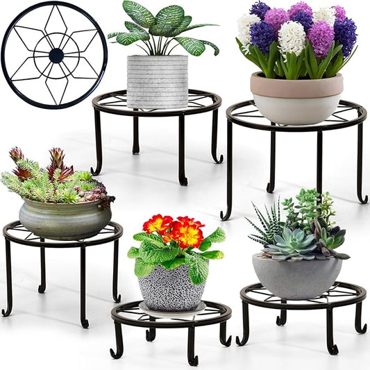 5 Pack Metal Plant Stands Outdoor Indoor,Heavy Duty Planter Stands for Indoor Plants,Rustproof Iron Flower Pot Stands Outdoor,Pot Stand for Plants Flower Stand Plant holders for Plant Decor