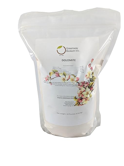 Greenway Biotech Dolomite Lime Plus- Includes 11.8% Magnesium and 22.7% Calcium Helps to Adjust The pH Level- Great to Make Your Own Compost and Worm Bins (10 Pounds)