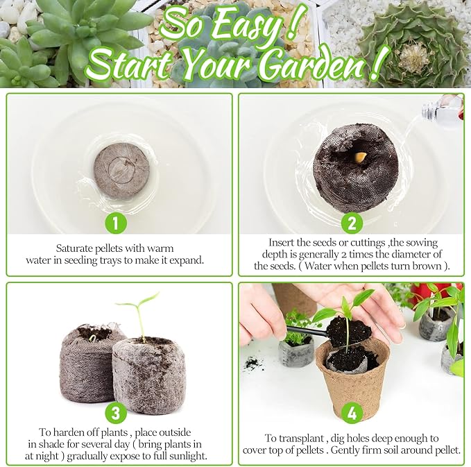 Legigo 100 Pcs 40mm Seed Starter Peat Pellets Pods for Seedlings- Compressed Seed Starting Pellets Seed Starter Pods Plugs Soil Peat Pods for Starting Seeds, Garden Planting Herb Flower Vegetables