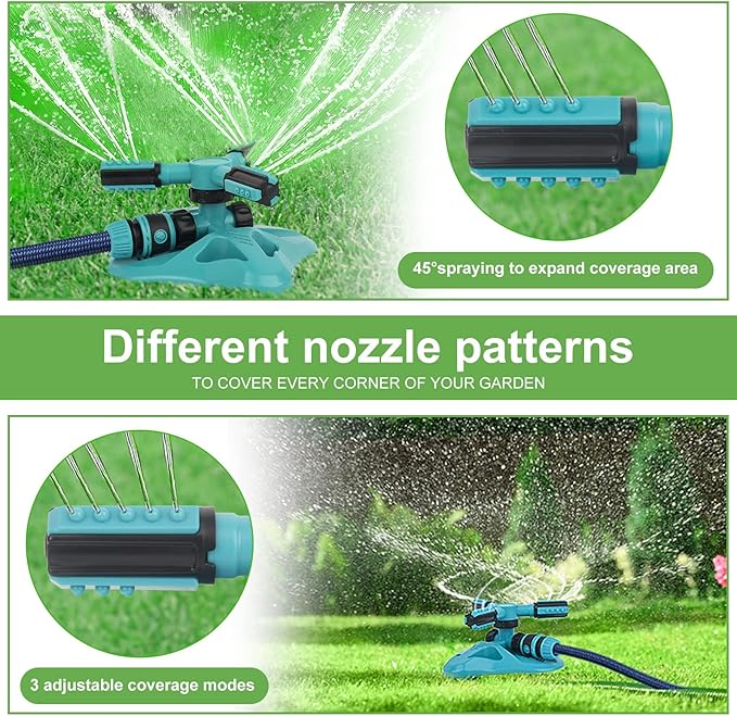Lawn Sprinkler,Upgrade Garden Sprinkler Automatic 360 Degree Rotating Irrigation Grass Water Sprinkler System, Garden Hose Sprinkler for Yard/Built in 36 Units Angle Spray Nozzles-1Pack(Blue)