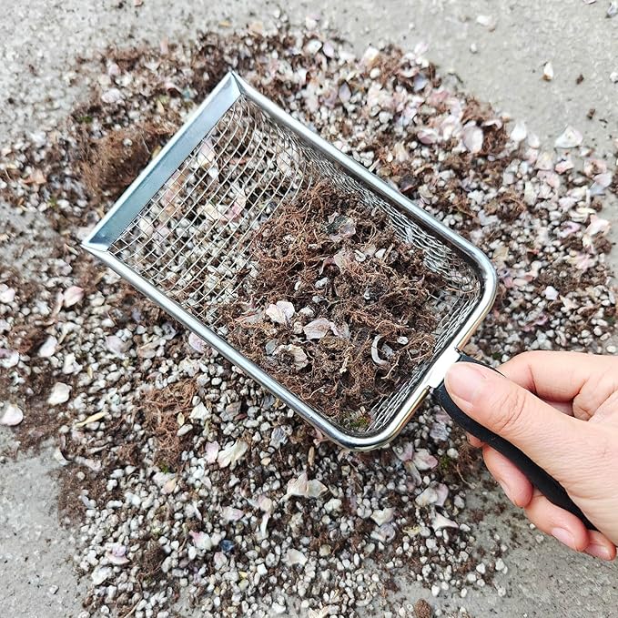 Soil Sifter for Gardening Pack of 2, Gardening Sand Soil Sifter Compost Sifter with Handle,Two Garden Sifters 3.8/5mm Mesh,Rocks Sifter Dirt Sifter Soil Sifter Shovel,Ideal for Gardening