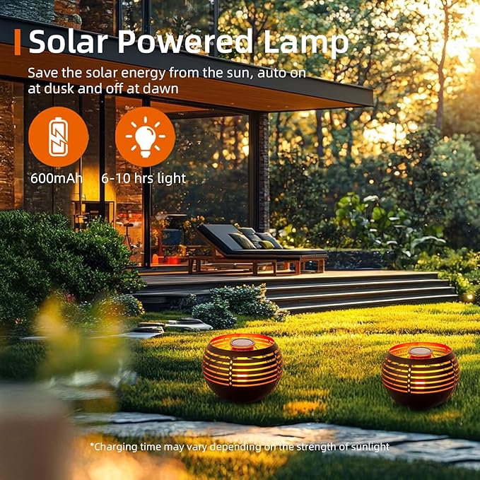 Outdoor Waterproof Lantern, High-Quality Flame Solar-Powered LED Light, Perfect for Gardens, Patios, Deck, Desktops, Pathways, Landscapes, and Lawns Decorations. (L1048)