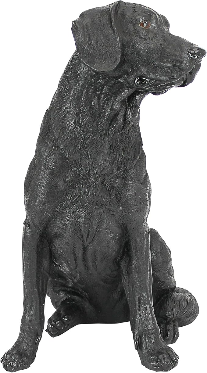 Design Toscano Labrador Retriever Dog Indoor/Outdoor Garden Statue, 9 Inch Wide, 15 Inch Tall, Cast Stone Resin, Black Painted Finish