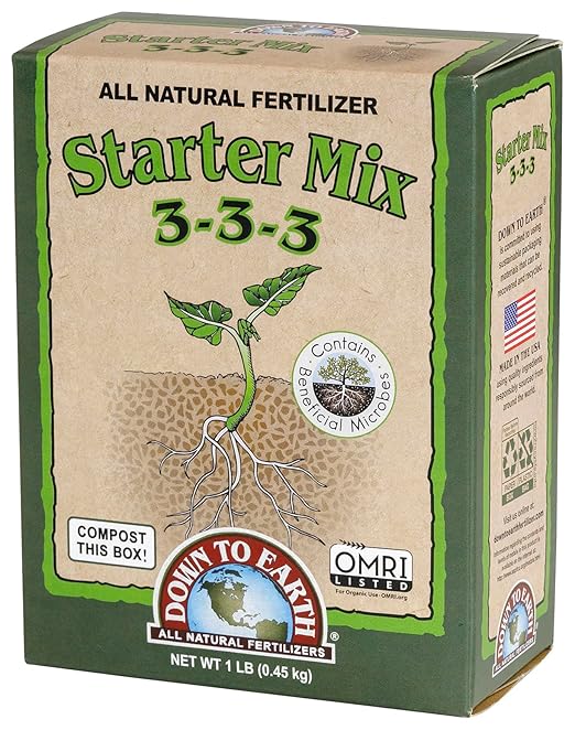 Down to Earth Organic All Natural Starter Fertilizer Mix 3-3-3, 5 lb