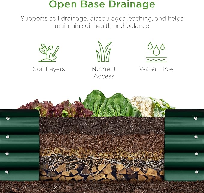 Best Choice Products 8x2x1ft Outdoor Metal Raised Garden Bed, Oval Deep Root Planter Box for Vegetables, Flowers, Herbs, and Succulents w/ 108 Gallon Capacity - Dark Green