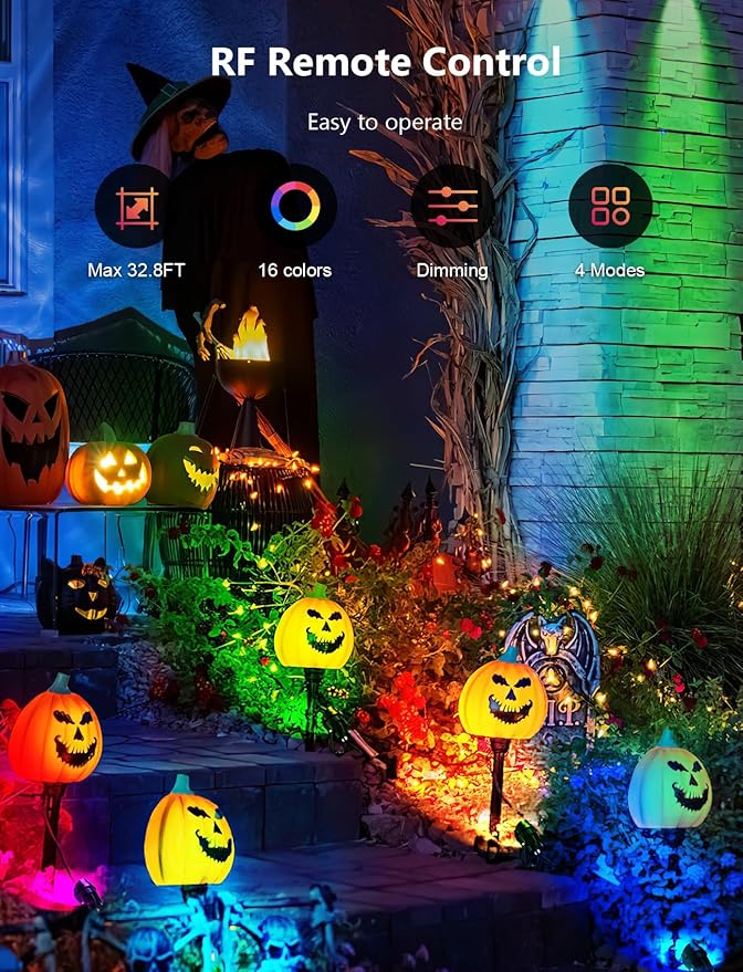 Christmas Spotlight Outdoor 12W RGBW LED Color Changing Landscape Lights with Remote Control 120V Waterproof Plug in Spot Lights Outdoor Landscape Light for Tree Yard Garden Christmas, 8 Pack